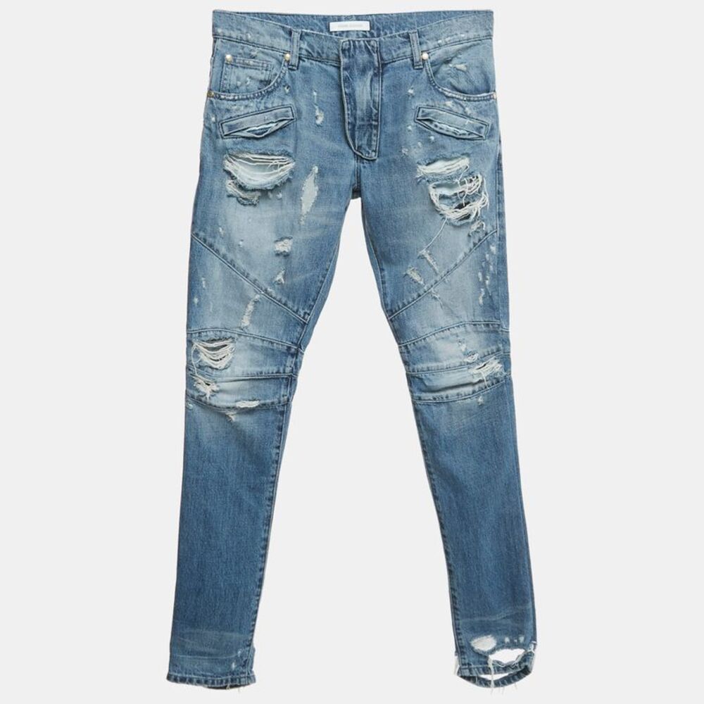 Pierre Balmain Blue Distressed Denim Jeans M Waist 33"